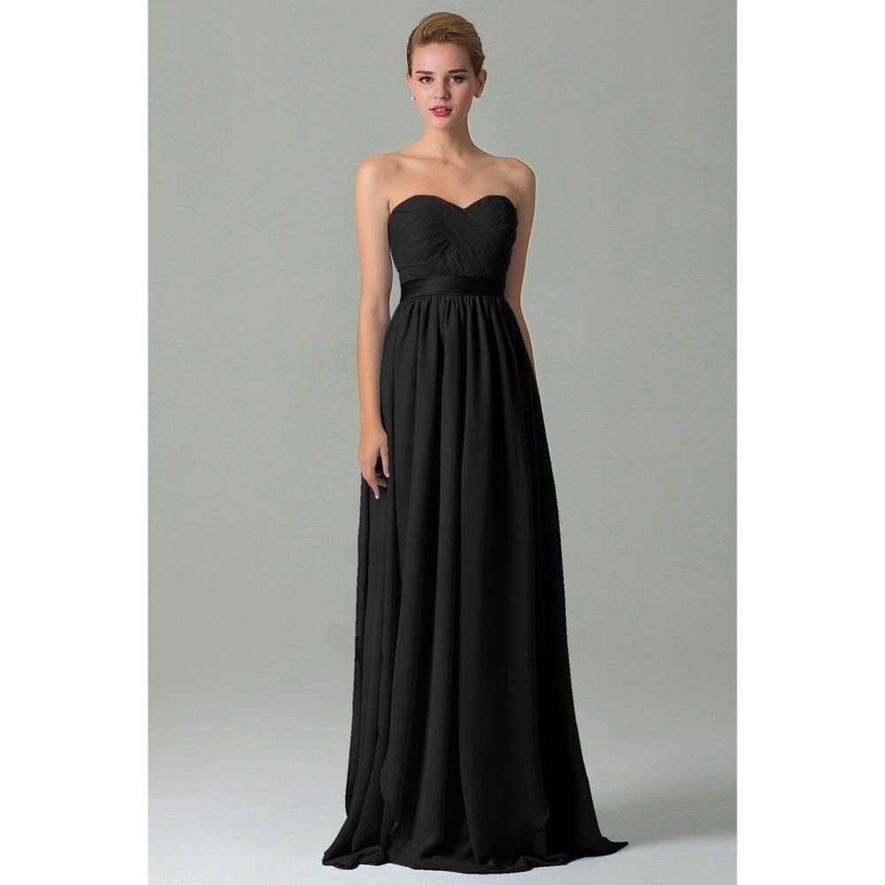 ❤️ Bill Levkoff Sweetheart Strapless Black Maxi Evening Gown